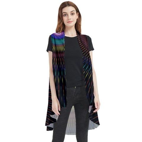 Artskop Kaleidoscope Pattern Sleeveless Chiffon Waistcoat Shirt by Sarkoni