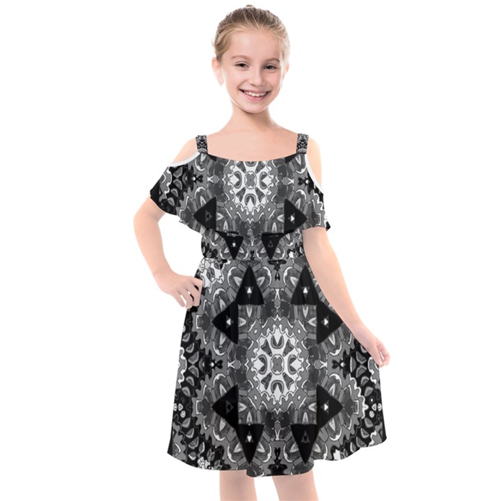 Mandala Calming Coloring Page Kids  Cut Out Shoulders Chiffon Dress