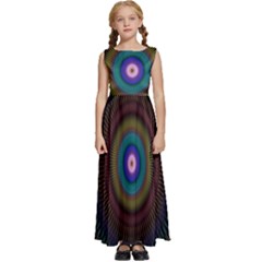 Artskop Kaleidoscope Pattern Kids  Satin Sleeveless Maxi Dress by Sarkoni