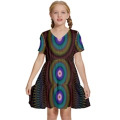 Artskop Kaleidoscope Pattern Kids  Short Sleeve Tiered Mini Dress by Sarkoni