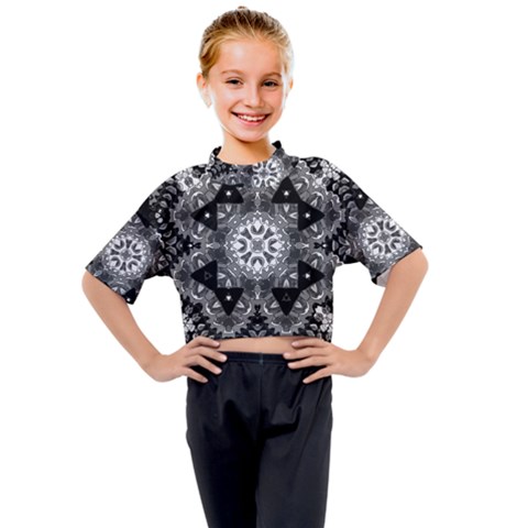 Mandala Calming Coloring Page Kids Mock Neck T-shirt by Sarkoni