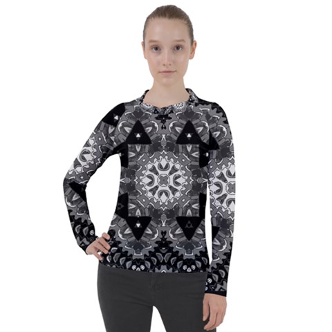 Mandala Calming Coloring Page Women s Pique Long Sleeve T-shirt by Sarkoni