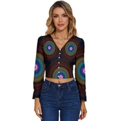 Artskop Kaleidoscope Pattern Long Sleeve V-neck Top by Sarkoni