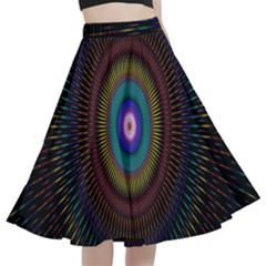 Artskop Kaleidoscope Pattern A-line Full Circle Midi Skirt With Pocket by Sarkoni