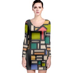 Door Stained Glass Stained Glass Long Sleeve Bodycon Dress by Sarkoni