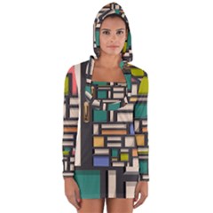 Door Stained Glass Stained Glass Long Sleeve Hooded T-shirt by Sarkoni