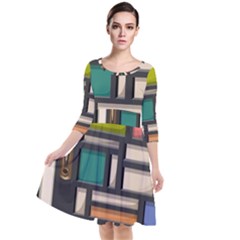 Door Stained Glass Stained Glass Quarter Sleeve Waist Band Dress by Sarkoni