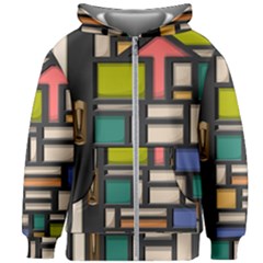 Door Stained Glass Stained Glass Kids  Zipper Hoodie Without Drawstring