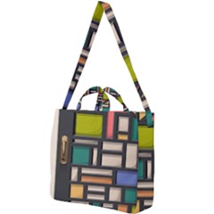 Door Stained Glass Stained Glass Square Shoulder Tote Bag by Sarkoni