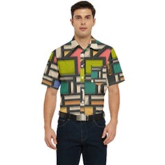 Door Stained Glass Stained Glass Men s Short Sleeve Pocket Shirt  by Sarkoni