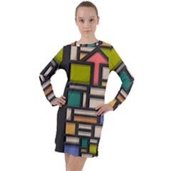 Door Stained Glass Stained Glass Long Sleeve Hoodie Dress