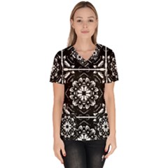 Kaleidoscope Mandala Art Women s V-neck Scrub Top by Sarkoni