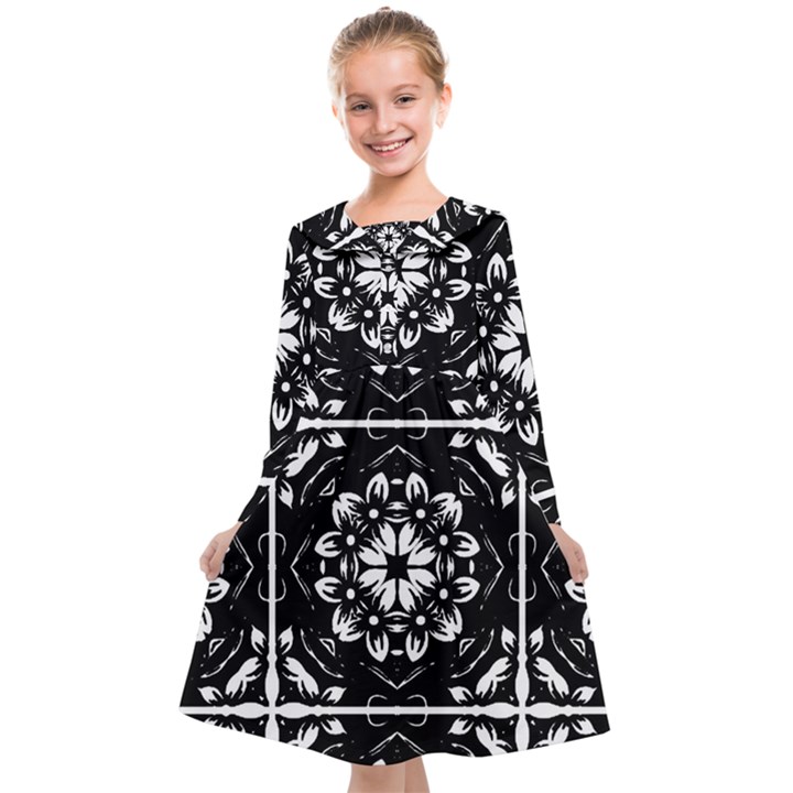 Kaleidoscope Mandala Art Kids  Midi Sailor Dress