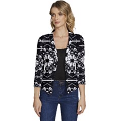 Kaleidoscope Mandala Art Women s Casual 3/4 Sleeve Spring Jacket by Sarkoni