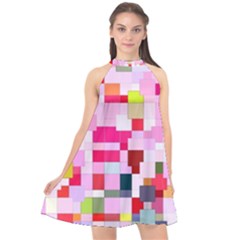 The Framework Paintings Square Halter Neckline Chiffon Dress  by Sarkoni