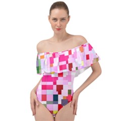 The Framework Paintings Square Off Shoulder Velour Bodysuit  by Sarkoni