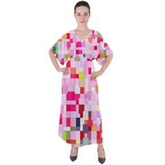 The Framework Paintings Square V-neck Boho Style Maxi Dress