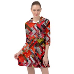 Maze Mazes Fabric Fabrics Color Mini Skater Shirt Dress by Sarkoni