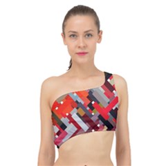 Maze Mazes Fabric Fabrics Color Spliced Up Bikini Top  by Sarkoni