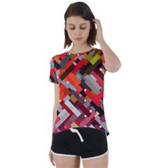 Maze Mazes Fabric Fabrics Color Short Sleeve Open Back T-shirt by Sarkoni