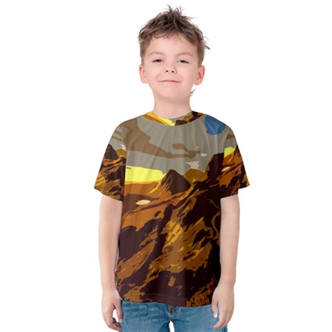 Scotland Monti Mountains Mountain Kids  Cotton T-shirt by Sarkoni