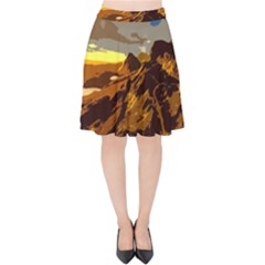 Scotland Monti Mountains Mountain Velvet High Waist Skirt by Sarkoni