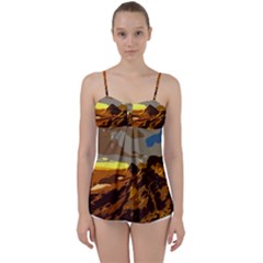 Scotland Monti Mountains Mountain Babydoll Tankini Top by Sarkoni