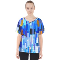 Color Colors Abstract Colorful V-neck Dolman Drape Top by Sarkoni