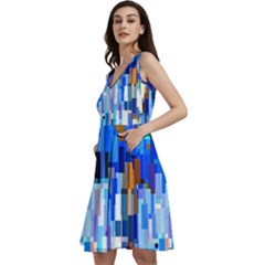 Color Colors Abstract Colorful Sleeveless V-neck Skater Dress With Pockets by Sarkoni