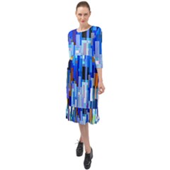 Color Colors Abstract Colorful Ruffle End Midi Chiffon Dress by Sarkoni