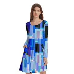 Color Colors Abstract Colorful Long Sleeve Knee Length Skater Dress With Pockets by Sarkoni