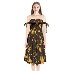 Background Black Blur Colorful Shoulder Tie Bardot Midi Dress by Sarkoni