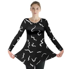 Scribbles Lines Drawing Picture Long Sleeve Tunic  by Sarkoni