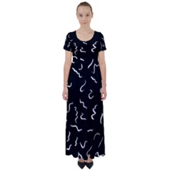 Scribbles Lines Drawing Picture High Waist Short Sleeve Maxi Dress by Sarkoni