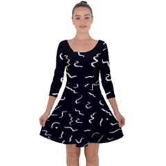 Scribbles Lines Drawing Picture Quarter Sleeve Skater Dress by Sarkoni