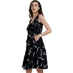 Scribbles Lines Drawing Picture Sleeveless V-neck Skater Dress With Pockets by Sarkoni