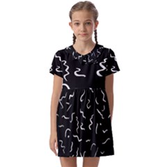 Scribbles Lines Drawing Picture Kids  Asymmetric Collar Dress by Sarkoni