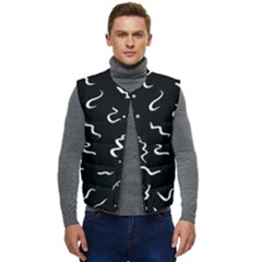 Scribbles Lines Drawing Picture Men s Button Up Puffer Vest	 by Sarkoni