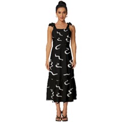 Scribbles Lines Drawing Picture Tie-strap Tiered Midi Chiffon Dress by Sarkoni