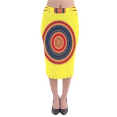 Art Decoration Wallpaper Bright Velvet Midi Pencil Skirt by Sarkoni