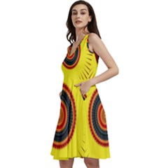 Art Decoration Wallpaper Bright Sleeveless V-neck Skater Dress With Pockets by Sarkoni