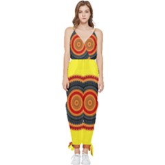 Art Decoration Wallpaper Bright Sleeveless Tie Ankle Chiffon Jumpsuit by Sarkoni