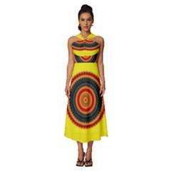 Art Decoration Wallpaper Bright Sleeveless Cross Front Cocktail Midi Chiffon Dress by Sarkoni