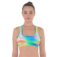 Wave Rainbow Bright Texture Cross Back Sports Bra by Sarkoni