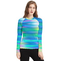 Wave Rainbow Bright Texture Women s Long Sleeve Rash Guard by Sarkoni