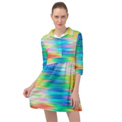 Wave Rainbow Bright Texture Mini Skater Shirt Dress by Sarkoni