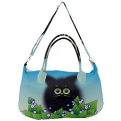 Kitten Black Furry Illustration Removable Strap Handbag by Sarkoni