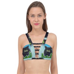 Kitten Black Furry Illustration Cage Up Bikini Top by Sarkoni