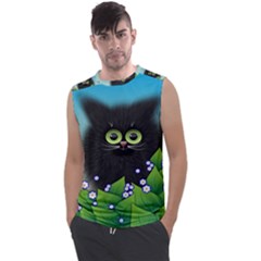 Kitten Black Furry Illustration Men s Regular Tank Top by Sarkoni