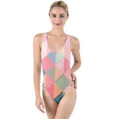 Background Geometric Triangle High Leg Strappy Swimsuit by Sarkoni